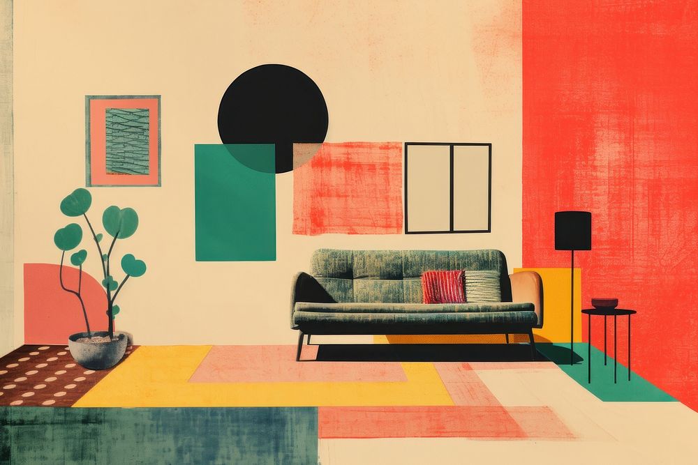 Living room art architecture furniture. AI generated Image by rawpixel.