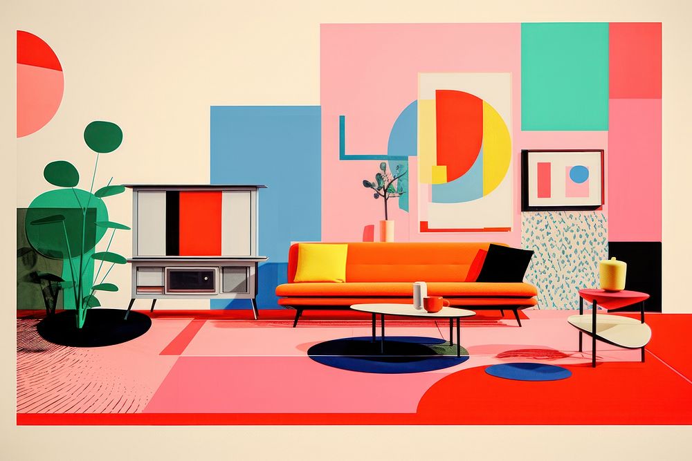 Living room art furniture painting. AI generated Image by rawpixel.