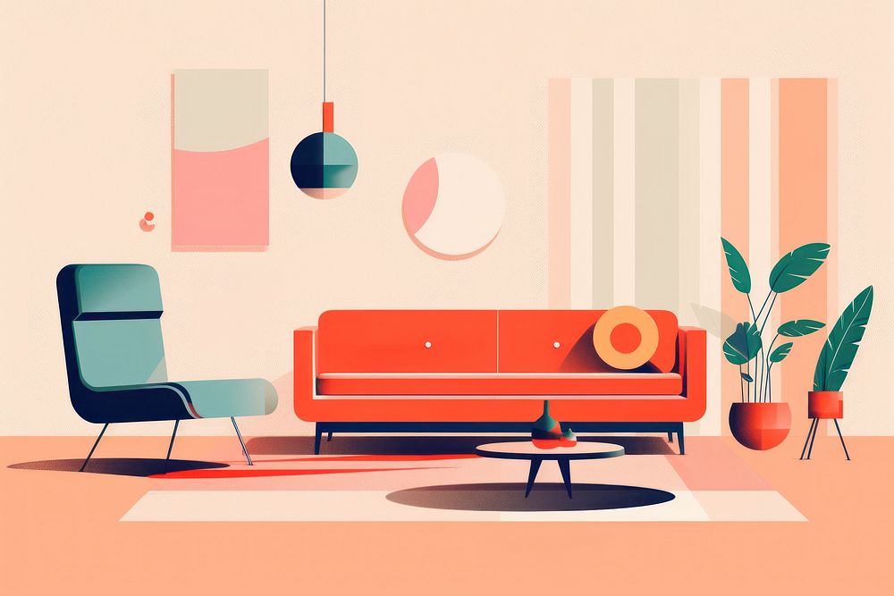 Living room architecture furniture chair. AI generated Image by rawpixel.