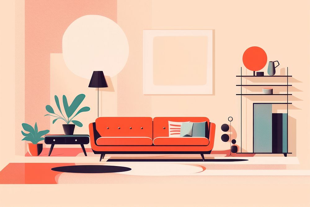 Living room architecture furniture wall. AI generated Image by rawpixel.