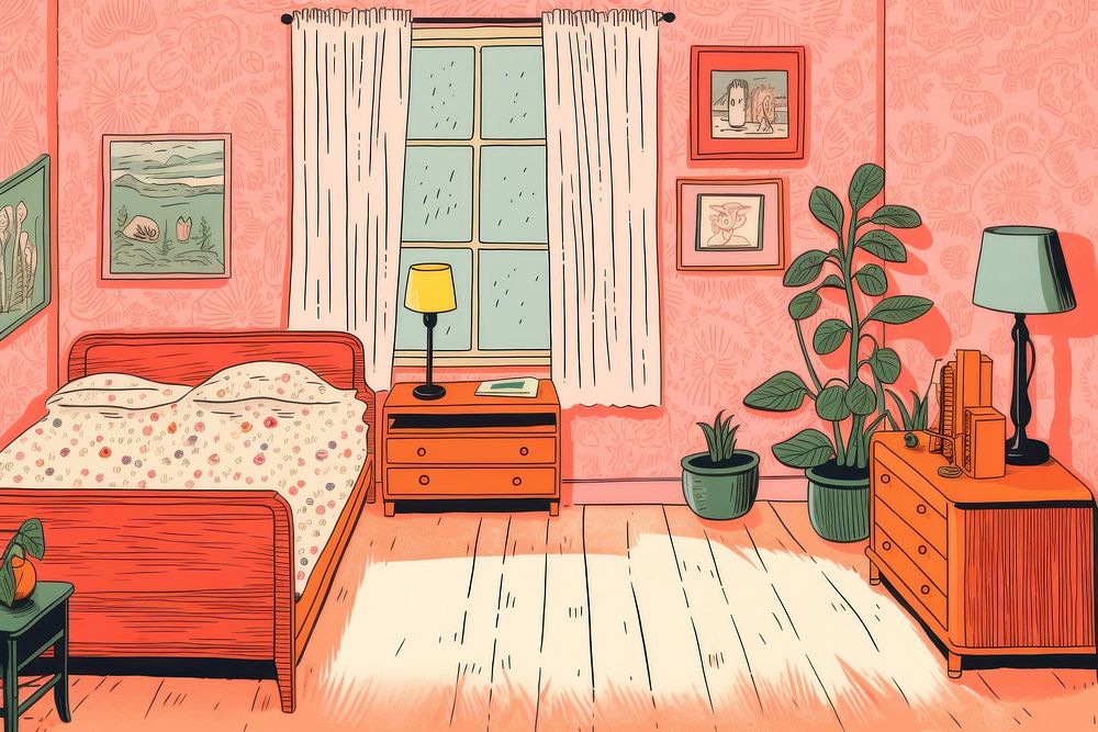 Room furniture bedroom cartoon. AI generated Image by rawpixel.