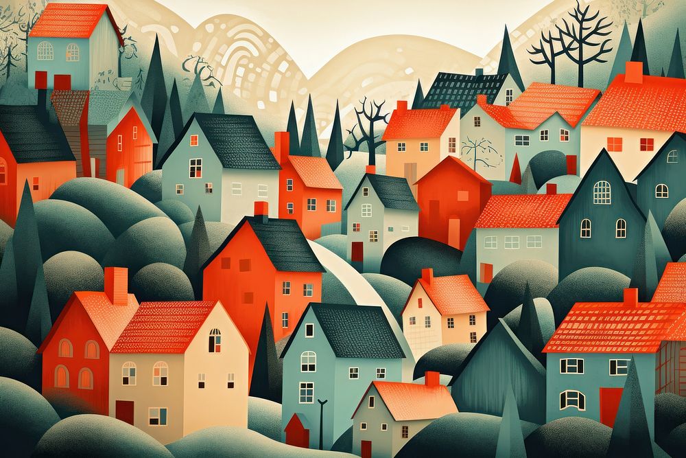 Village art architecture backgrounds. AI generated Image by rawpixel.