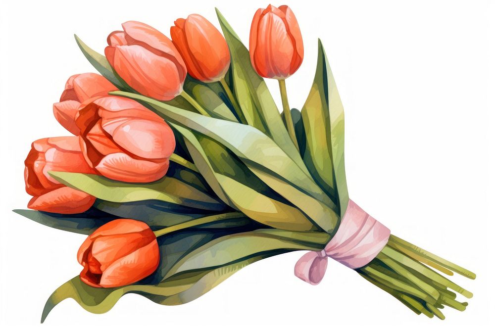 Tulips bouquet flower plant inflorescence. AI generated Image by rawpixel.