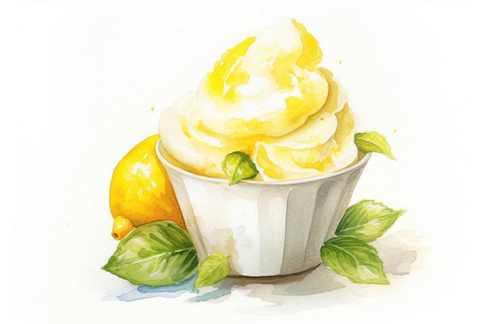 Lemon Ice Cream dessert cream food. AI generated Image by rawpixel.
