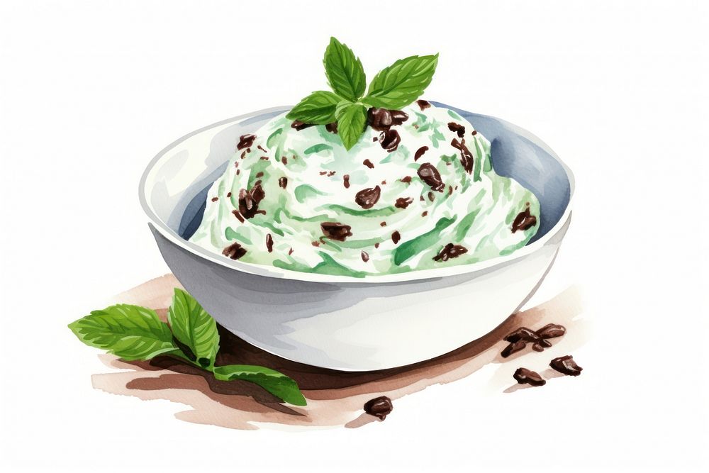Mint Chocolate Chip Ice Cream cream chocolate dessert. AI generated Image by rawpixel.