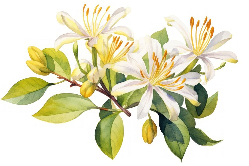 Honeysuckle blossom flower plant. AI generated Image by rawpixel.