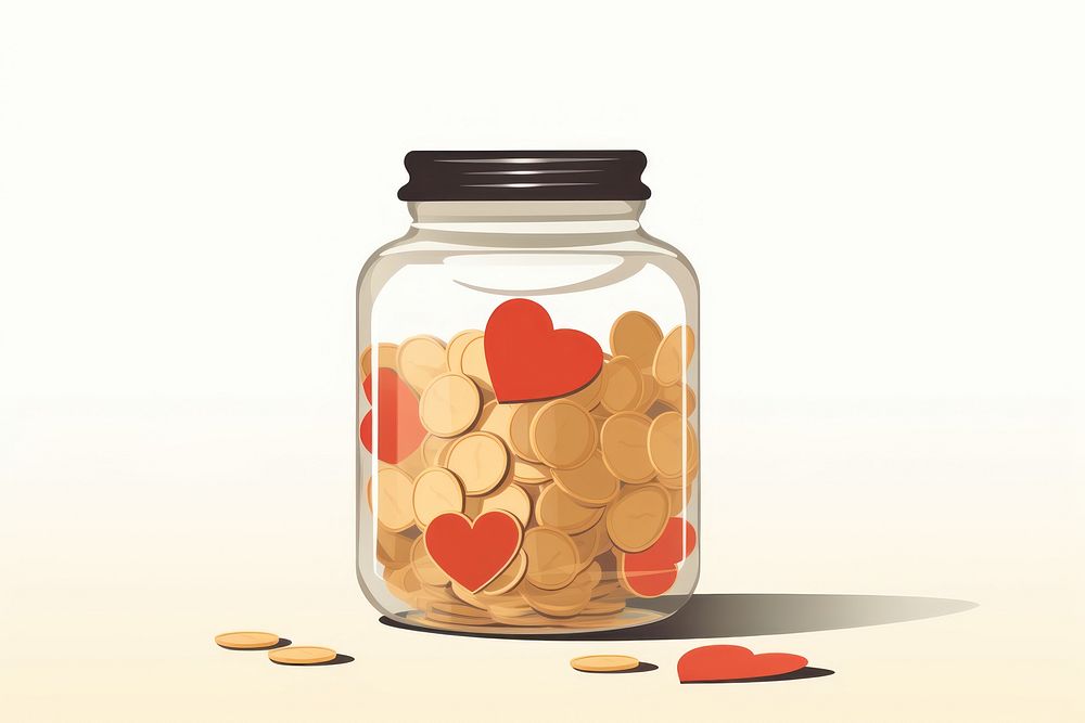 Charity money jar transparent investment container. AI generated Image by rawpixel.