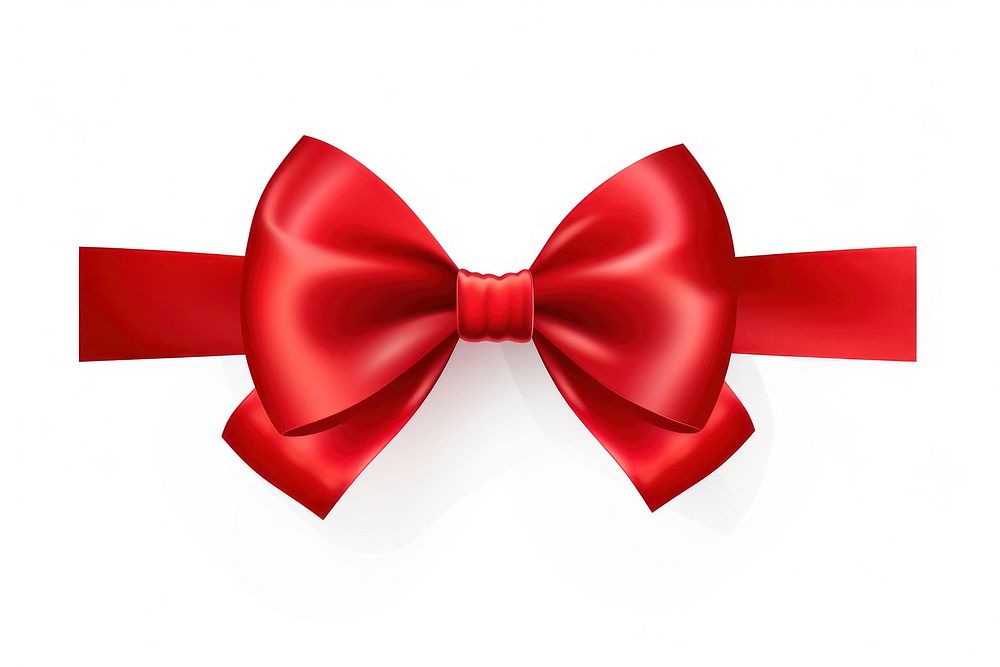 Ribbon bow red white background. 