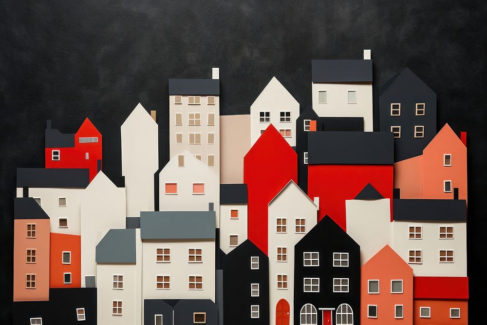 Town architecture building painting. 