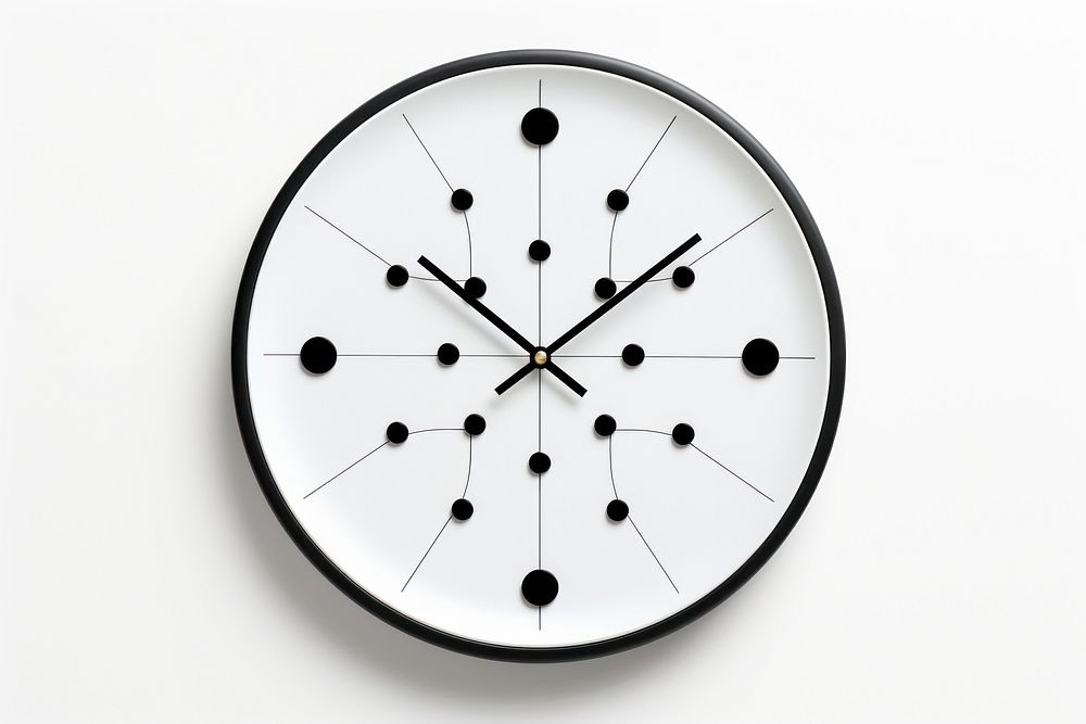 Modern clock black white background chandelier. 