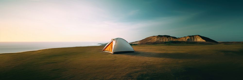 A camping tent landscape outdoors nature. AI generated Image by rawpixel.