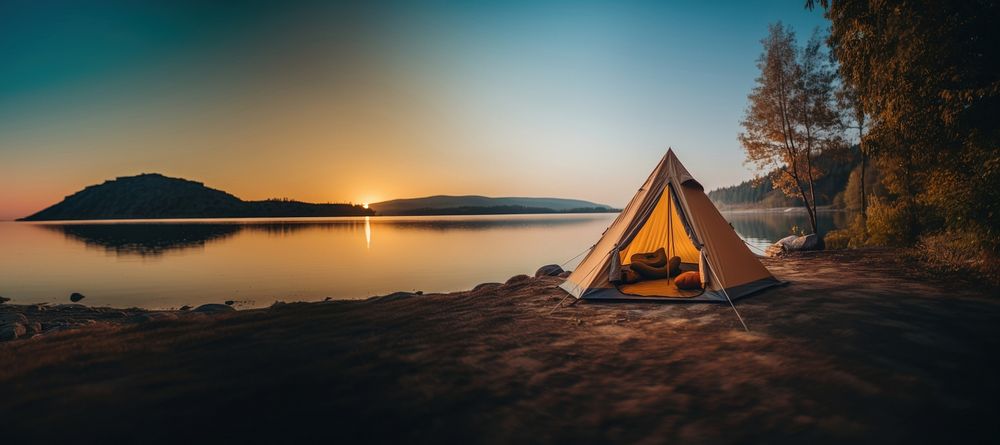 A camping tent outdoors nature light. AI generated Image by rawpixel.