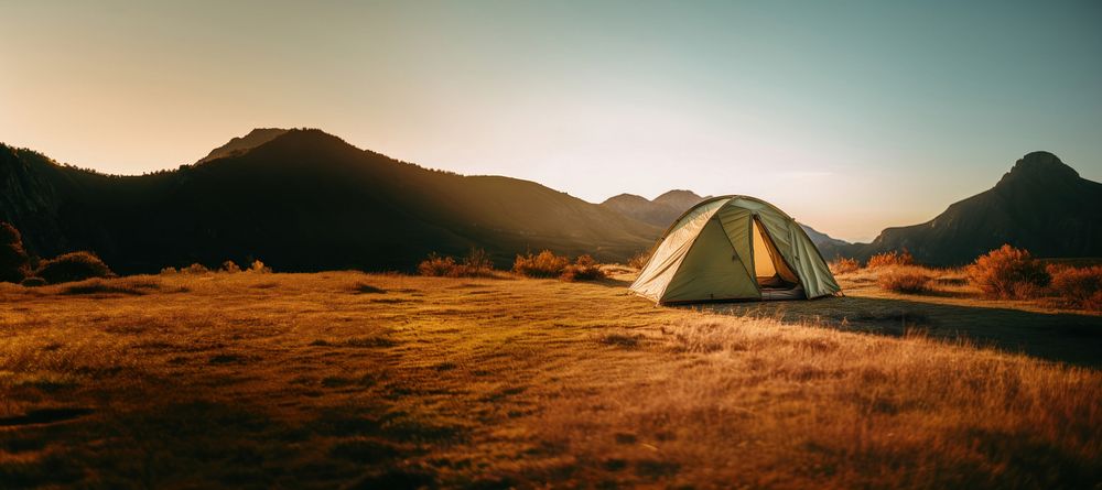 A camping tent outdoors tranquility wilderness. AI generated Image by rawpixel.