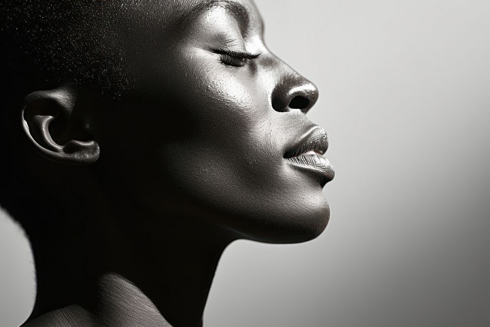 Black african woman skin photography portrait. 