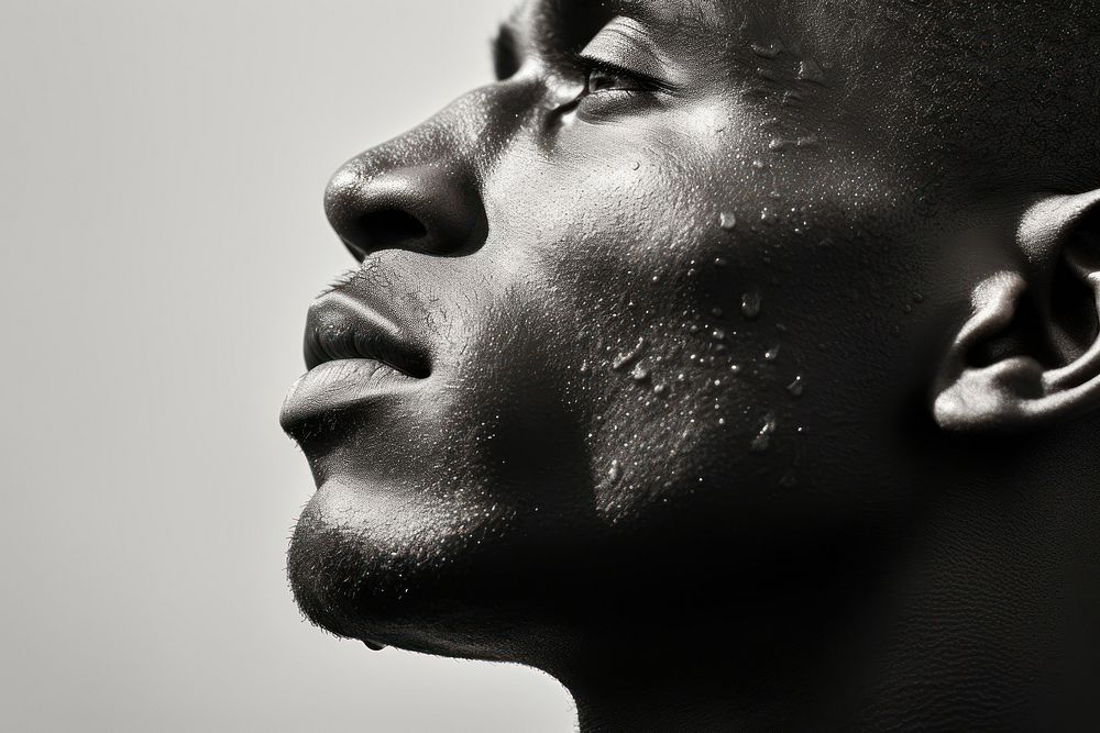 Black men face skin monochrome. AI generated Image by rawpixel.