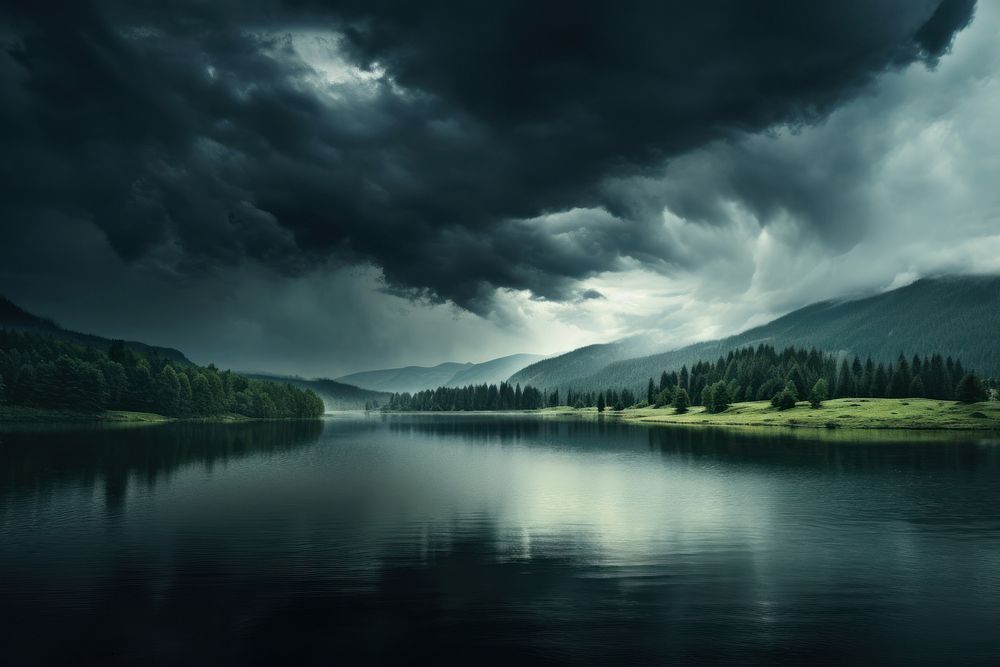 Before raining landscape tranquility panoramic. 