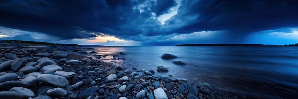 Before raining sea tranquility landscape. AI generated Image by rawpixel.
