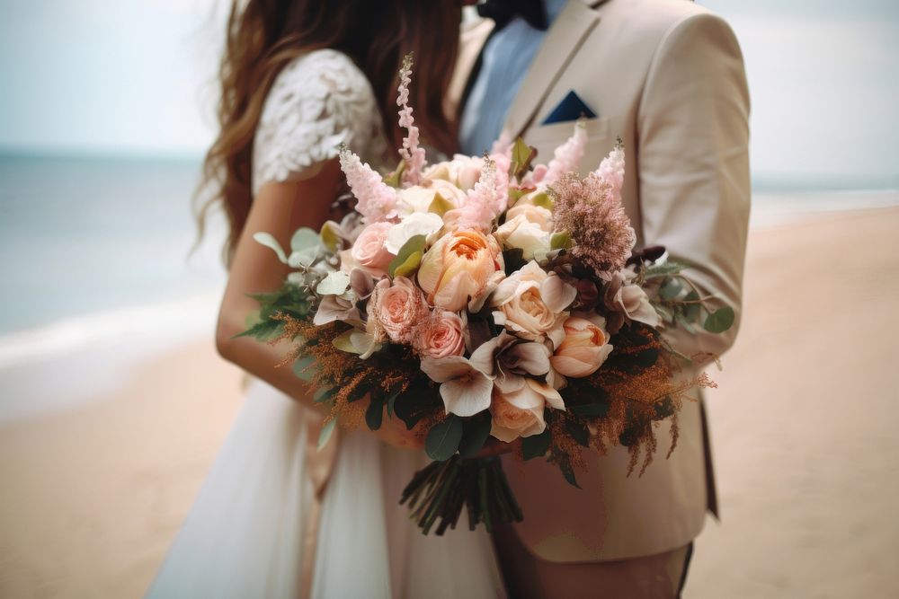 Flower bride bridegroom wedding. AI generated Image by rawpixel.