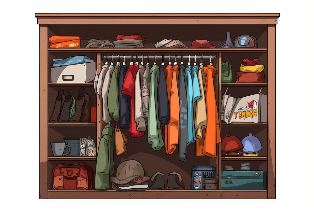 Cartoon closet furniture wardrobe cupboard. AI generated Image by rawpixel.