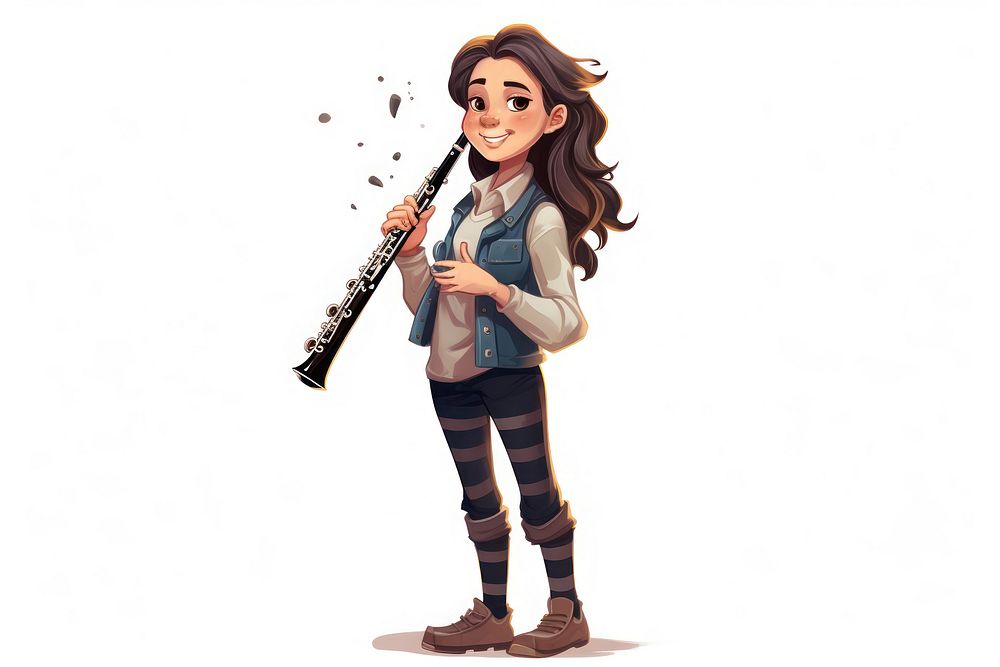 Woman clarinet cartoon oboe. AI generated Image by rawpixel.