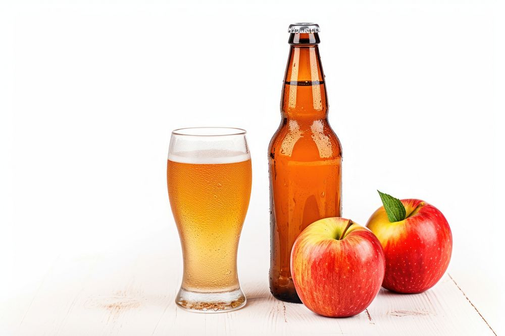 Cider beer bottle drink apple. AI generated Image by rawpixel.