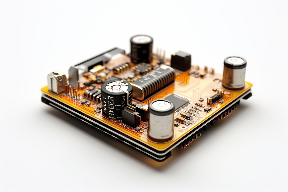 Circuit battery electronics white background microcontroller. AI generated Image by rawpixel.