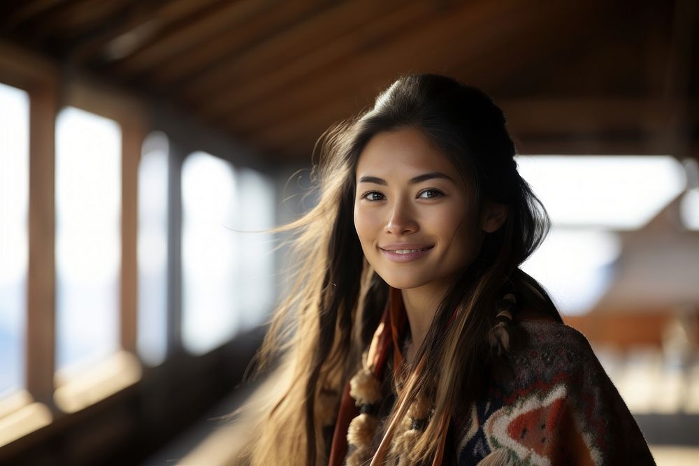 Ainu smile portrait adult. AI generated Image by rawpixel.