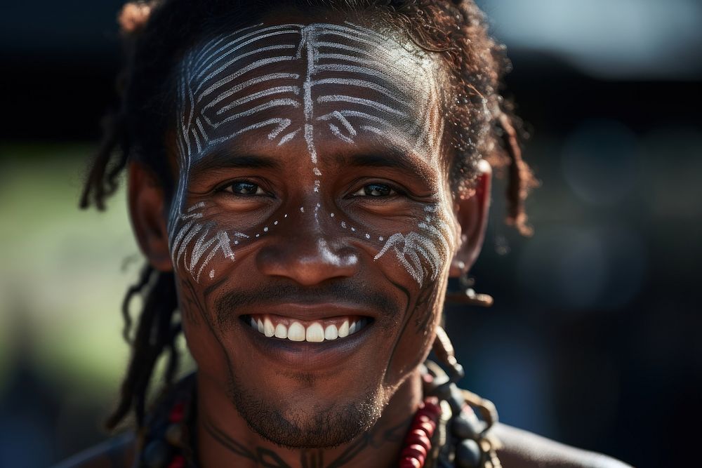 Tribal man smile tribe face. AI generated Image by rawpixel.