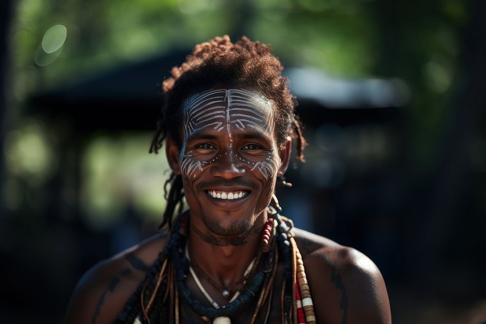 Tribal man tribe face accessories. AI generated Image by rawpixel.
