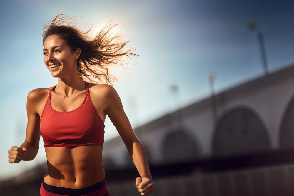 Woman running jogging adult determination. 