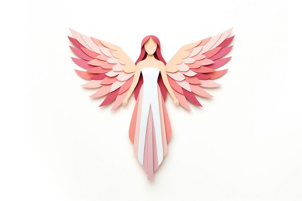 Angel paper art white background. AI generated Image by rawpixel.