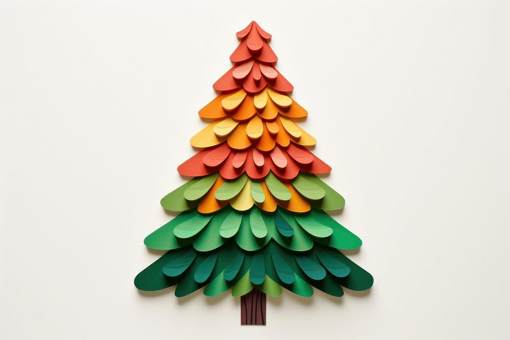 Chrismas tree paper art white background. AI generated Image by rawpixel.