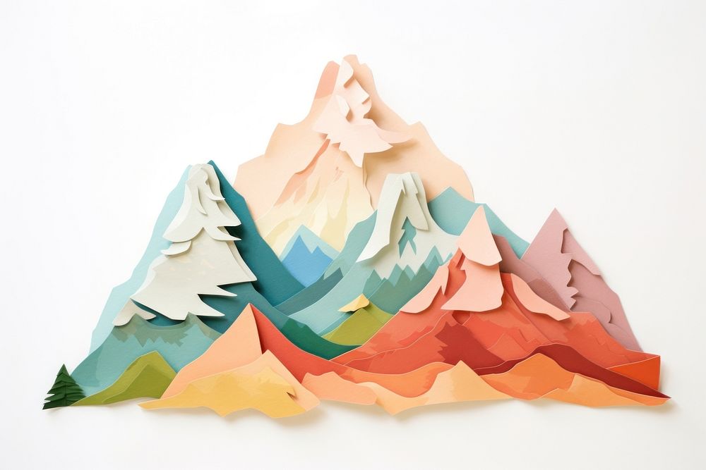 Mountain painting origami paper. 