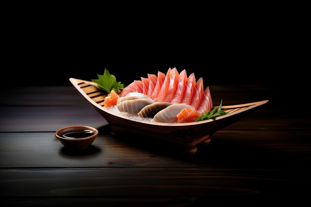Sashimi chopsticks table food. AI generated Image by rawpixel.