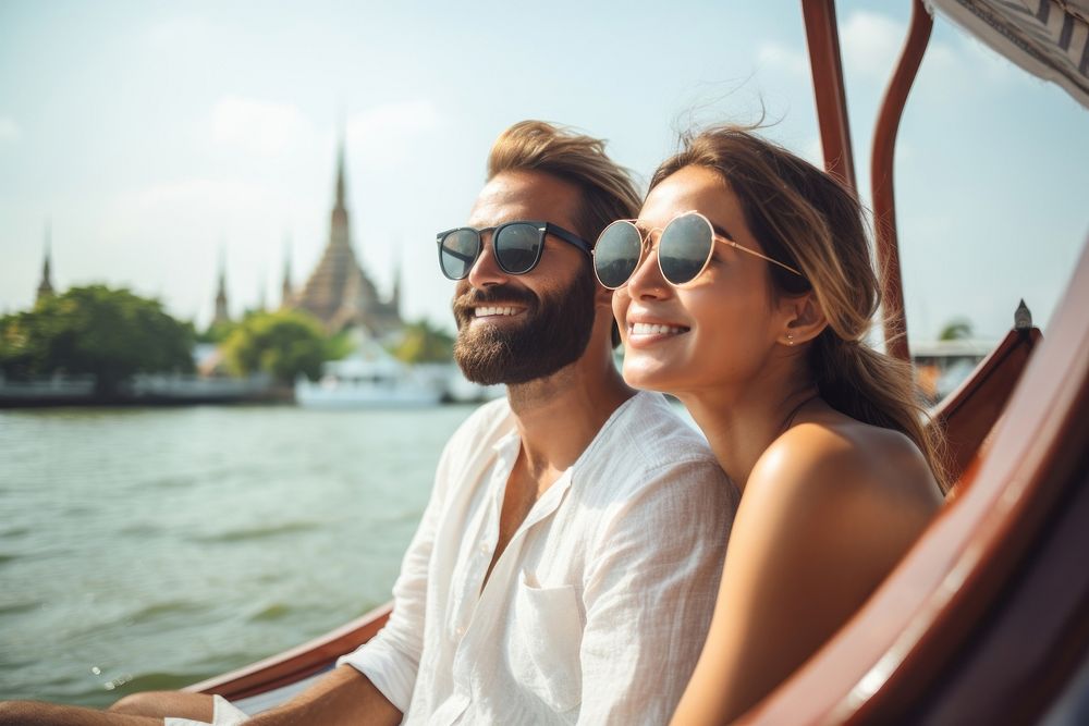 Tourist couple sightseeing in Thailand. 