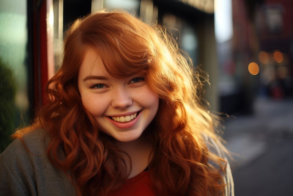 Chubby teen girl portrait smile adult. 