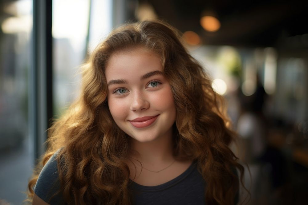 Chubby teen girl portrait smile adult. AI generated Image by rawpixel.