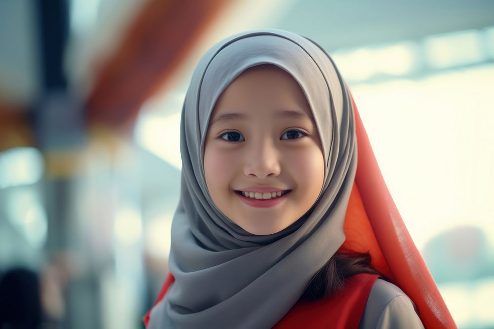 Islamic girl smile portrait scarf. 