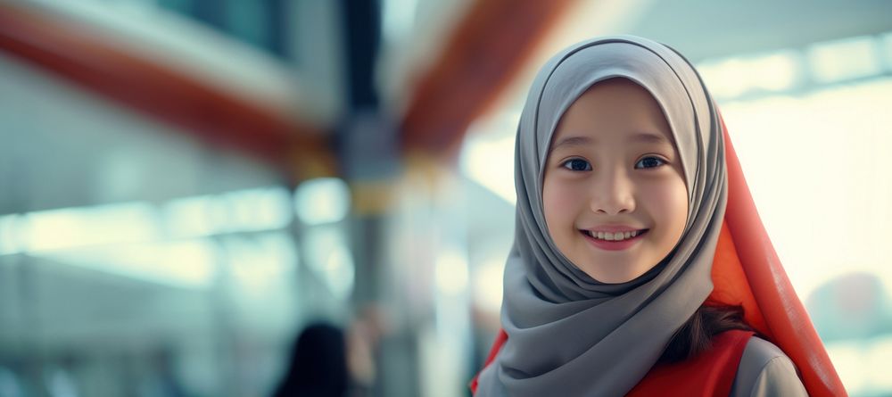 Islamic girl portrait happy smile. AI generated Image by rawpixel.
