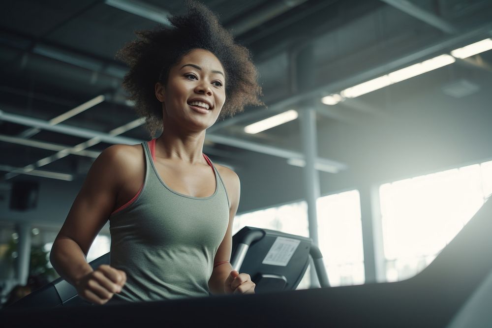 Gym treadmill adult woman. AI generated Image by rawpixel.