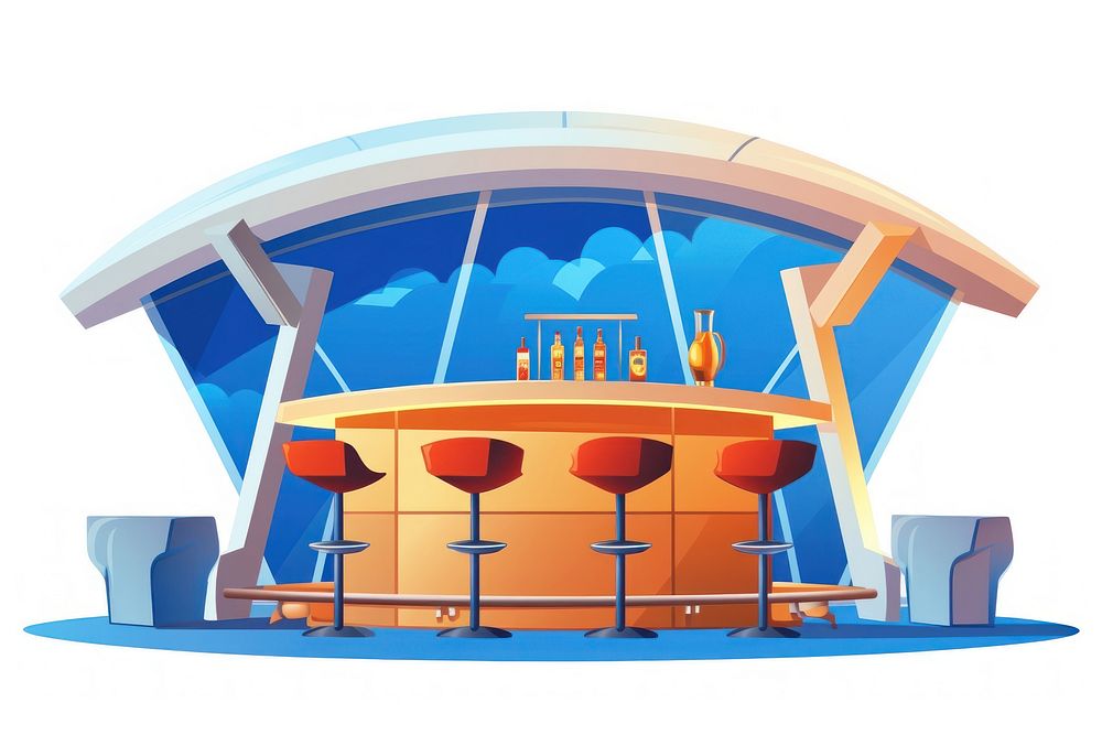 Sky lounge bar cartoon architecture furniture. AI generated Image by rawpixel.