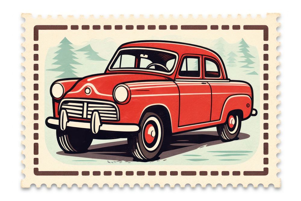 Postage stamp car vehicle cartoon. AI generated Image by rawpixel.