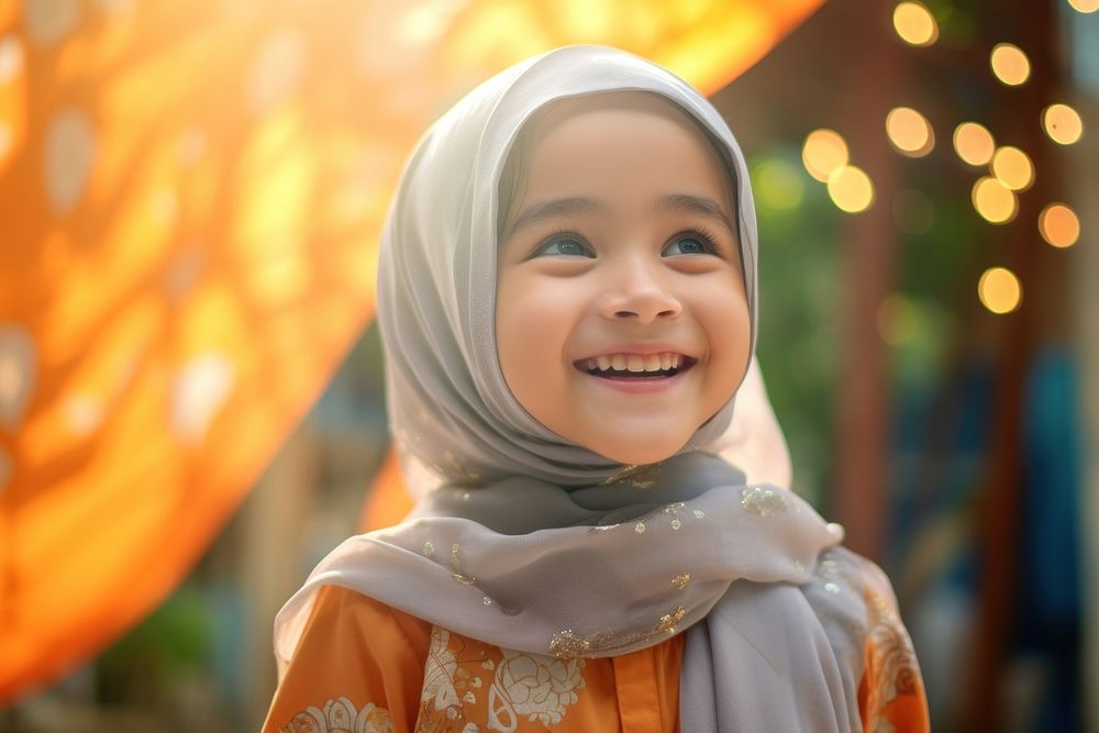 Islamic girl smile portrait happy. 