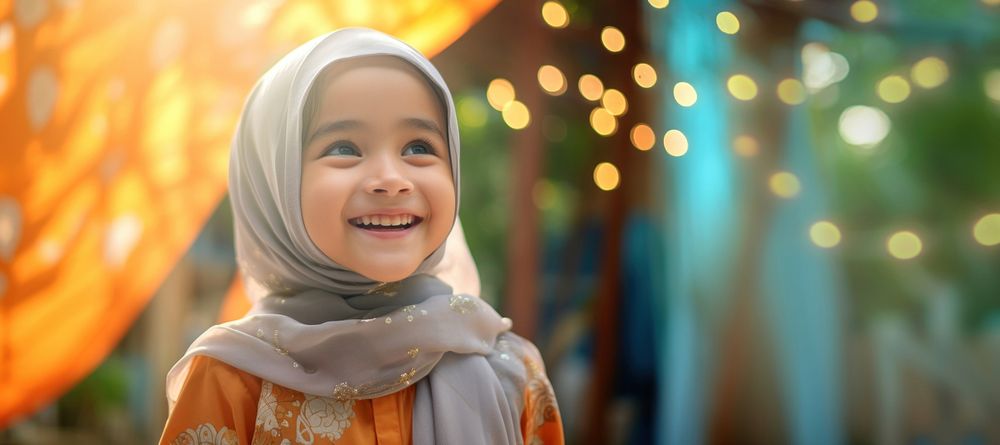 Islamic girl smile portrait happy. 