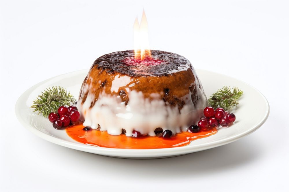 Pudding christmas plate dessert food. AI generated Image by rawpixel.