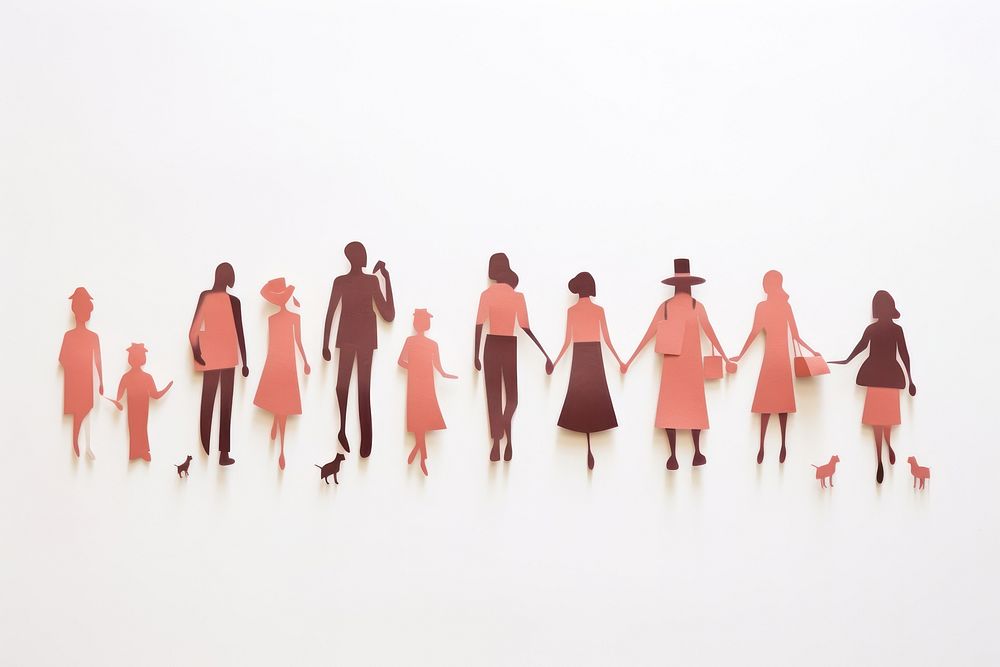 People walking white background togetherness. AI generated Image by rawpixel.