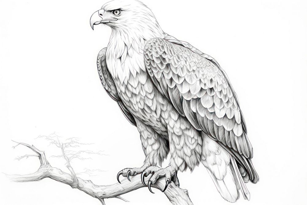 Drawing sketch animal eagle. AI generated Image by rawpixel.