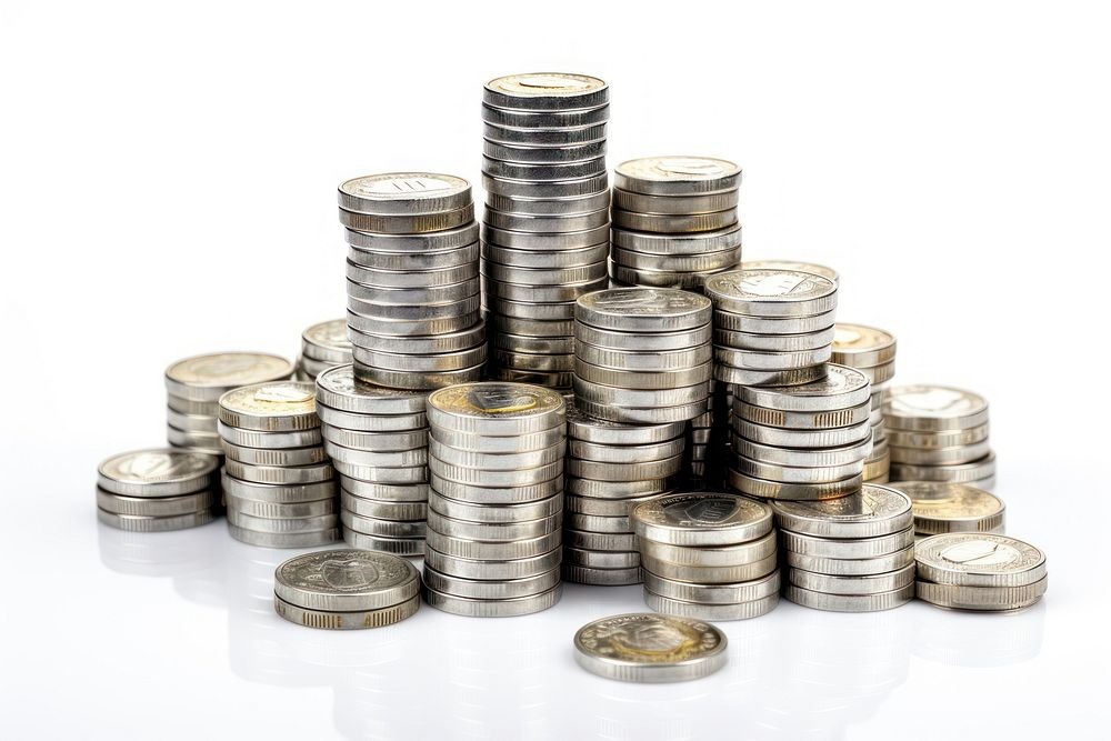 Money stack backgrounds silver coin. AI generated Image by rawpixel.
