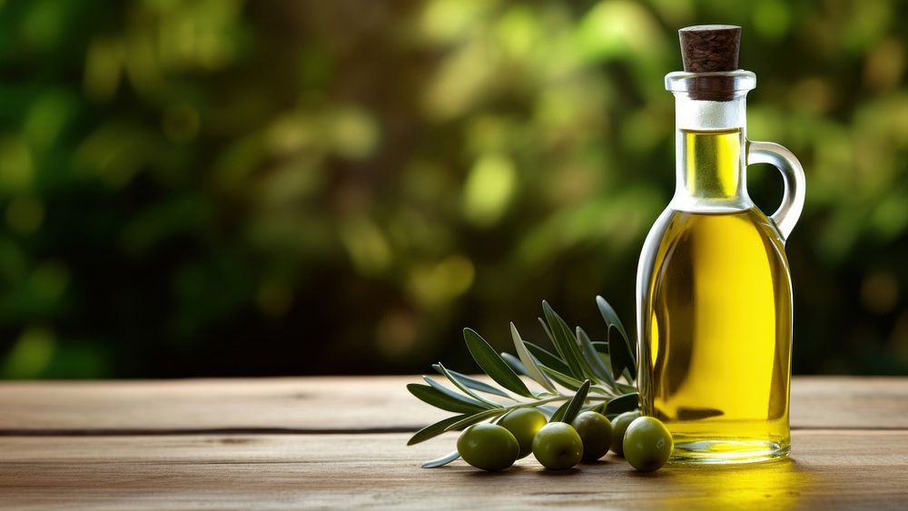 Olive oil bottle food refreshment. AI generated Image by rawpixel.