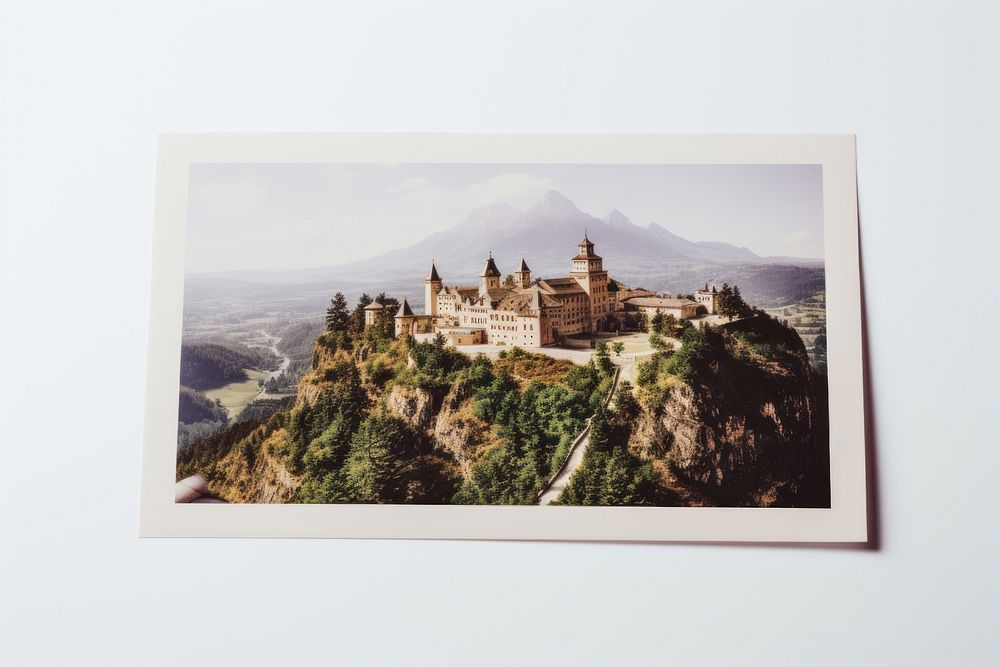 Postcard architecture painting castle. AI generated Image by rawpixel.